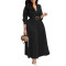 Elegant temperament, lapel, solid color, large swing, pleated dress