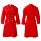 High waisted fashionable waist cinching waist pleat splicing mid length suit dress
