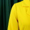 High waisted fashionable waist cinching waist pleat splicing mid length suit dress