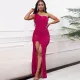 Fashionable sloping shoulder sexy slit long skirt sequined dress long skirt