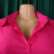 Women's collar solid color fashionable loose casual button up shirt skirt irregular European and American dress