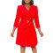 High waisted fashionable waist cinching waist pleat splicing mid length suit dress