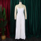 Fashionable and sexy chain hanging neck high waist sexy backless wide leg pleated jumpsuit
