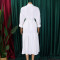 Women's collar solid color fashionable loose casual button up shirt skirt irregular European and American dress
