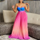 Sexy strapless backless fashion gradient wide leg jumpsuit