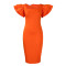 Ladies' temperament, commuting square collar, lotus leaf sleeves, socialite party dress, foreign trade dress