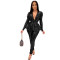 Slim fit fashion hot stamping long sleeved two-piece set with belt