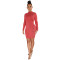 New solid color slim fit single breasted asymmetrical sweater dress