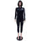 New autumn and winter fashion zipper polka dot splicing hooded two-piece set