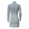 New solid color slim fit single breasted asymmetrical sweater dress