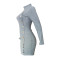 New solid color slim fit single breasted asymmetrical sweater dress