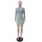 New solid color slim fit single breasted asymmetrical sweater dress