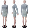 New solid color slim fit single breasted asymmetrical sweater dress