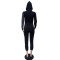 New autumn and winter fashion zipper polka dot splicing hooded two-piece set