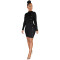New solid color slim fit single breasted asymmetrical sweater dress