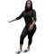 New autumn and winter fashion zipper polka dot splicing hooded two-piece set