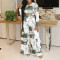 Stripe print set long sleeved T-shirt two-piece set