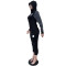 New autumn and winter fashion zipper polka dot splicing hooded two-piece set