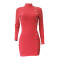 New solid color slim fit single breasted asymmetrical sweater dress