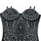 Fashion women's hot pressed diamond sleeveless deep V-strap dress