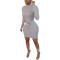 New solid color slim fit single breasted asymmetrical sweater dress