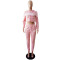 Classic European and American letter burned flower personalized slimming casual set