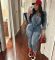 Fashionable washed high elasticity long sleeved jumpsuit pants