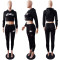 Classic European and American letter burned flower personalized slimming casual set