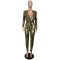 Slim fit fashion hot stamping long sleeved two-piece set with belt