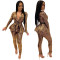 Slim fit fashion hot stamping long sleeved two-piece set with belt