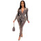 Slim fit fashion hot stamping long sleeved two-piece set with belt
