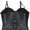 Fashion women's hot pressed diamond sleeveless deep V-strap dress