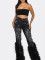 Artificial wool perforated nail bead elastic jeans