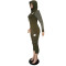 New autumn and winter fashion zipper polka dot splicing hooded two-piece set