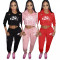 Classic European and American letter burned flower personalized slimming casual set