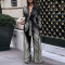 Fashion printed long sleeved long pants casual shirt two-piece set
