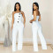 Shang women's sleeveless button up jumpsuit pants new