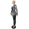 Slim fit fashion hot stamping long sleeved two-piece set with belt