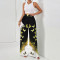 Fashionable loose high waisted wide leg pants with printed straight leg casual pants