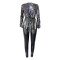 Slim fit fashion hot stamping long sleeved two-piece set with belt