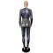 Slim fit fashion hot stamping long sleeved two-piece set with belt