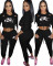 Classic European and American letter burned flower personalized slimming casual set