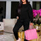 Round neck long sleeved pants fashionable casual suit