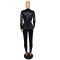 Slim fit fashion hot stamping long sleeved two-piece set with belt