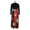 Round neck long sleeved snowflake print Christmas dress