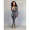 Slim fit fashion hot stamping long sleeved two-piece set with belt