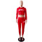 Classic European and American letter burned flower personalized slimming casual set