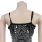 Fashion women's hot pressed diamond sleeveless deep V-strap dress