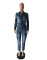 Fashionable washed high elasticity long sleeved jumpsuit pants