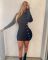 New solid color slim fit single breasted asymmetrical sweater dress